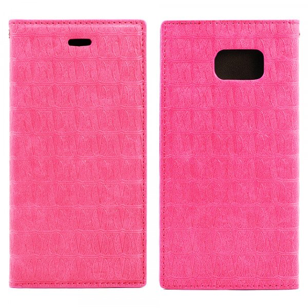 Wholesale Samsung Galaxy S6 Slim Wave Magnetic Flip Leather Wallet Case (Hot Pink)